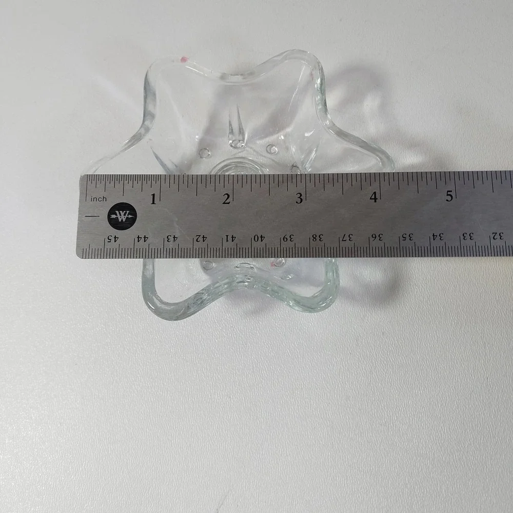 Vintage Anchor Hocking 6 Point‎ Shape Clear Glass Candlestick Holder